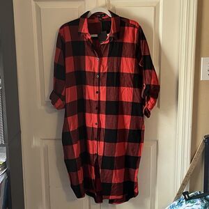 Audrey Lane Plaid Shirt‎ Womans L Red Black Buffalo Check Flannel New